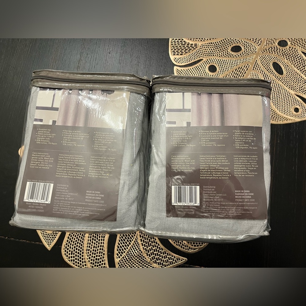 2PK Allen + Roth  52” X 84” Logan Gray Light Filtering Back Tab Single Curtain - Picture 6 of 7